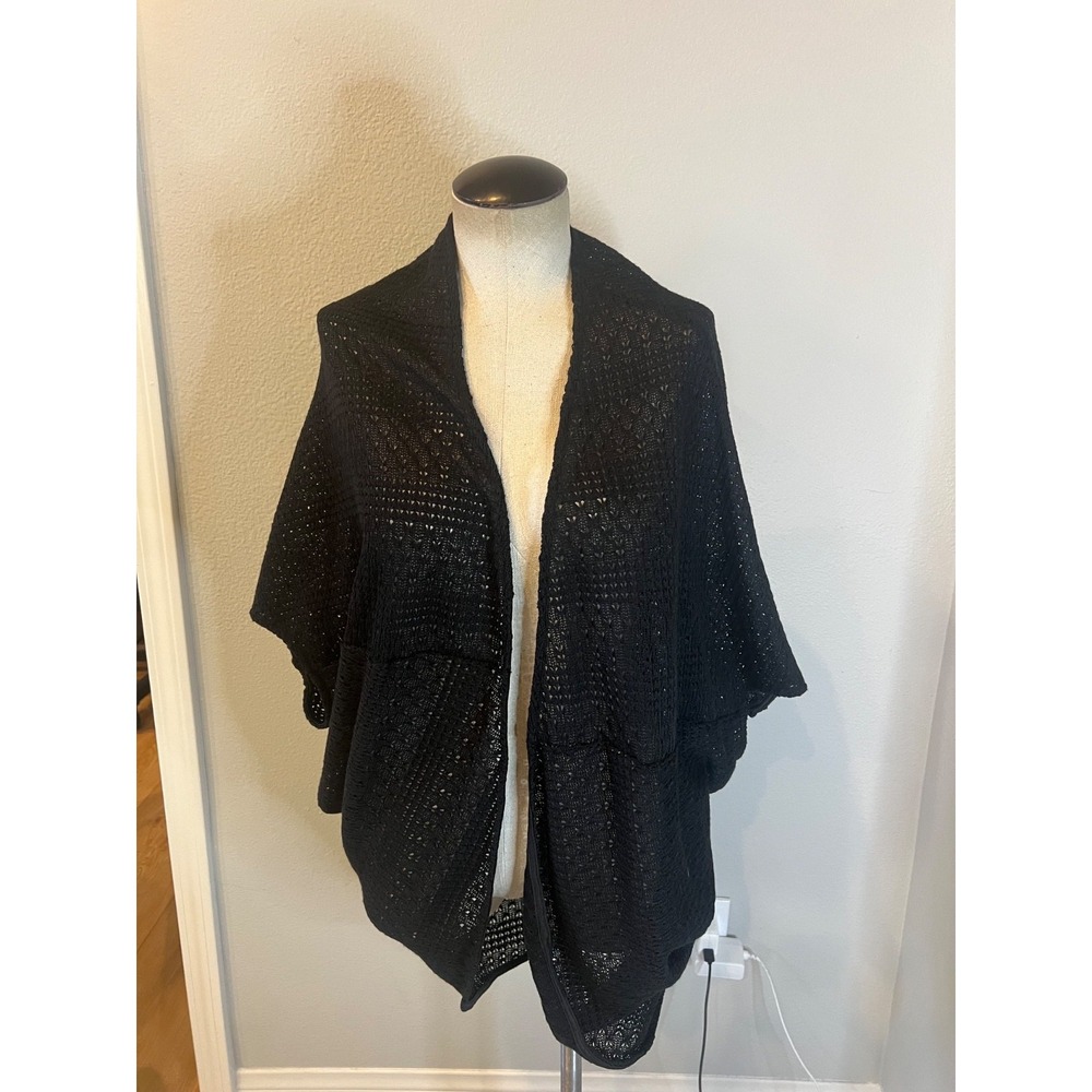 Pinkblush Black Crochet Open Front Kimono Cardigan Cover Up Size Small Boho